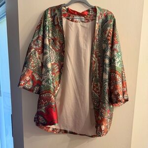 Half Heart Women’s Boho Paisley Open Front Kimono Lightweight Top Size Medium